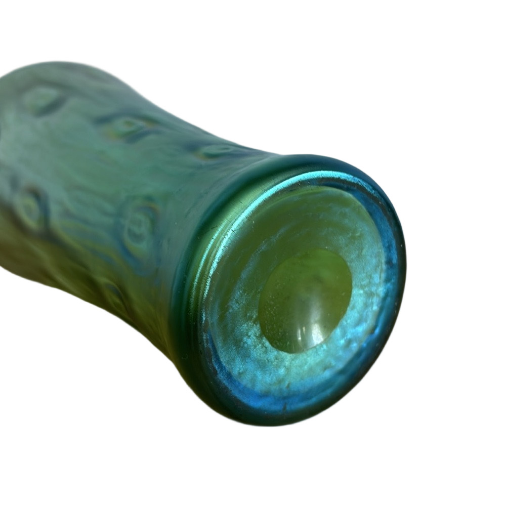 Antique Loetz / Lötz Art Nouveau Rusticana Iridescent Green Glass Vase - Picture 4 of 5